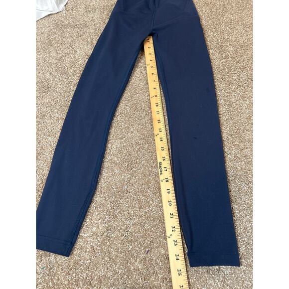 Lululemon leggings Navy blue SZ 2 pull on full length - flawed - small hole - Picture 4 of 7
